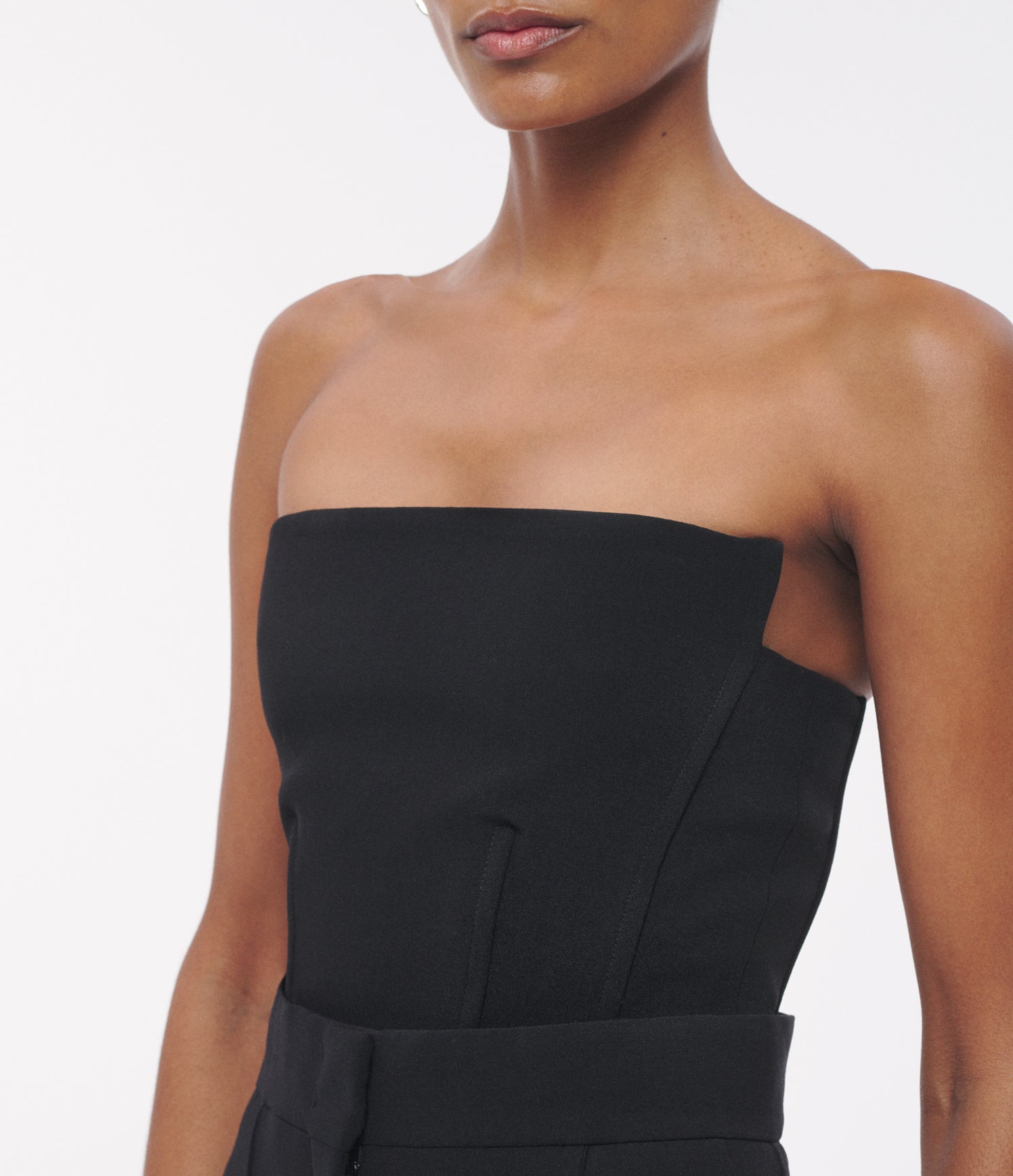 Another Tomorrow Double Face Architectural Bustier in Black – Wool Women's Top