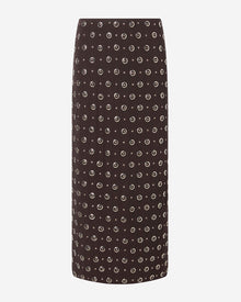 Womens | The Pencil Skirt in Embroidered Crepe | Espresso