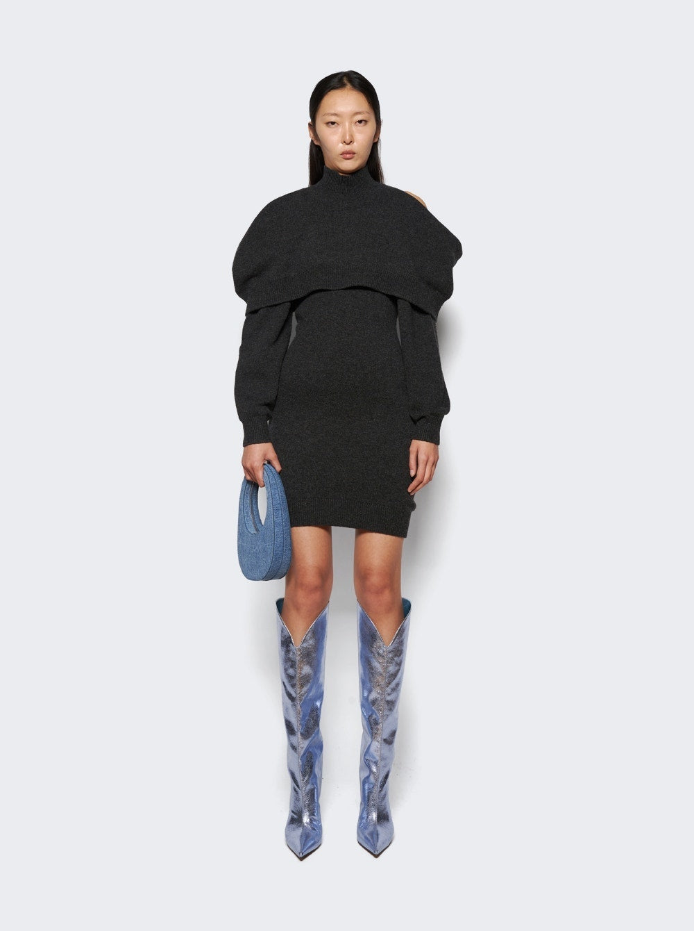 Women | Alexandre Vauthier | Metallic Tall Boots | Laguna Blue