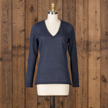 Womens | V Neck Sweater | Navy Melange