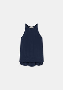 Aeron Logan Sleeveless Satin Top | Midnight Blue