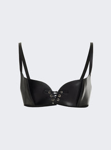 Women | Ludovic De Saint Sernin | Easy Cleavage Leather Bra | Black