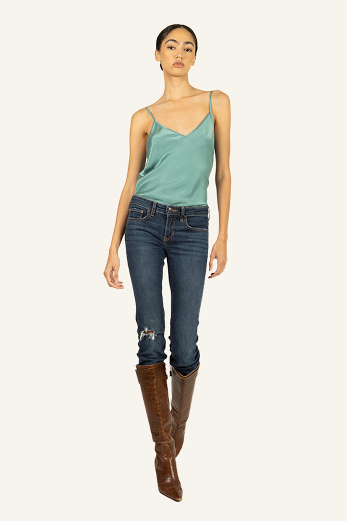 Adina Cami Top | Cyan Green