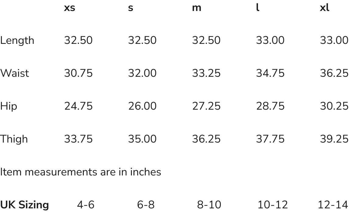 Product size guide