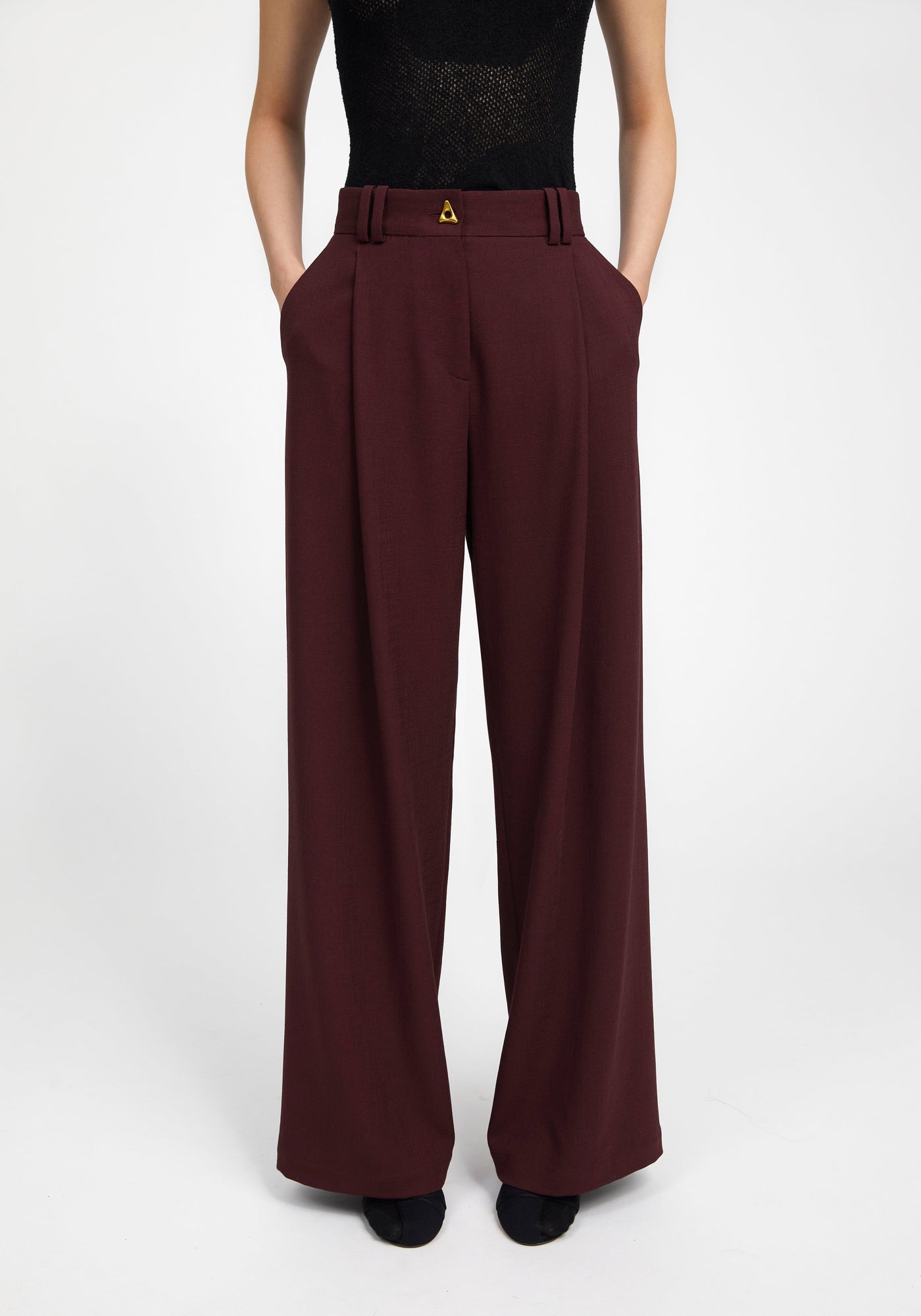 Wellen Wide Leg Suiting Pants | Bordeaux