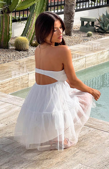 Amba Strapless Mini Dress | White