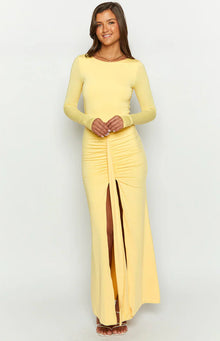 Amber Glow Long Sleeve Maxi Dress | Yellow