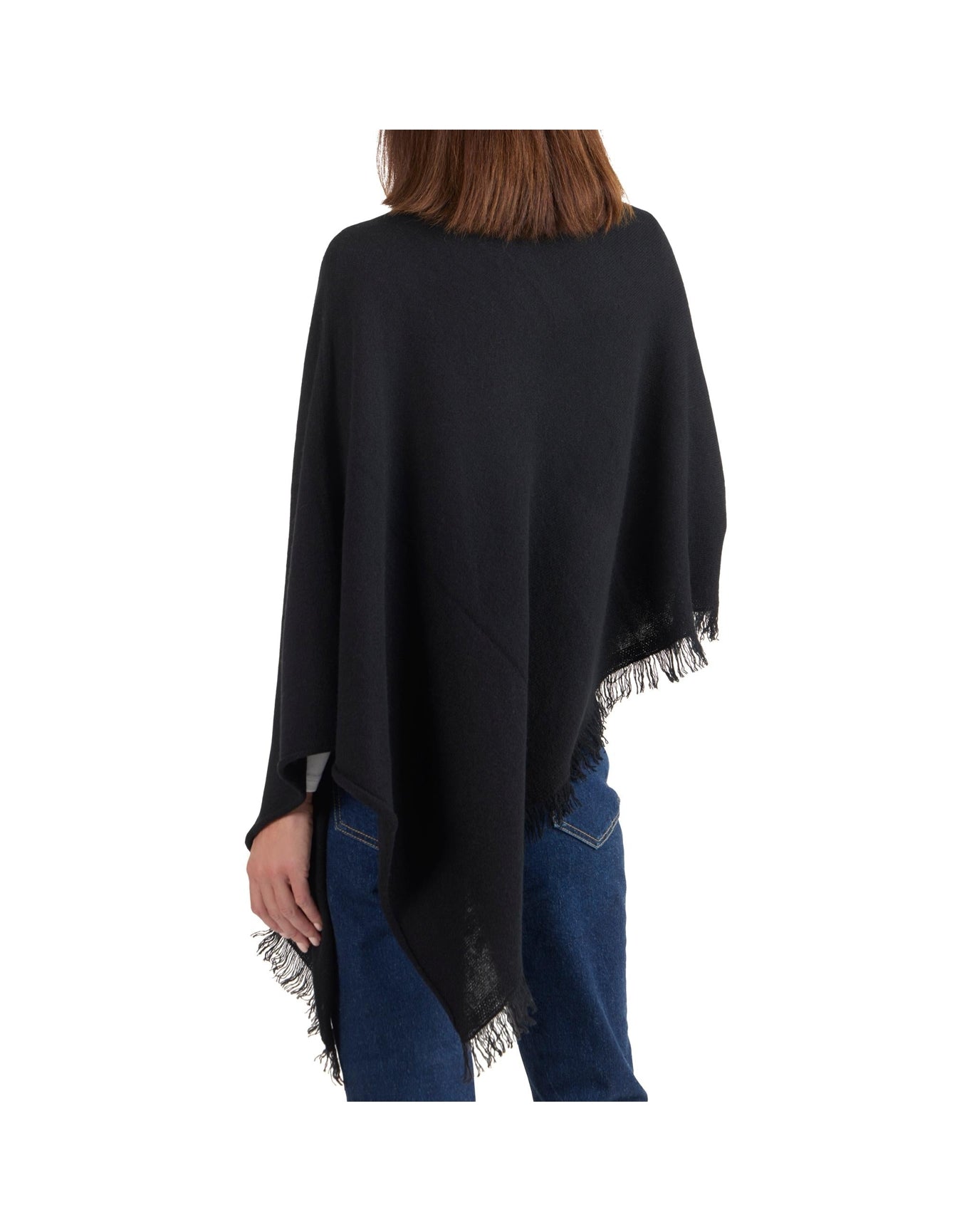 Amicale Cashmere | Women | Cashmere Poncho | Black V3
