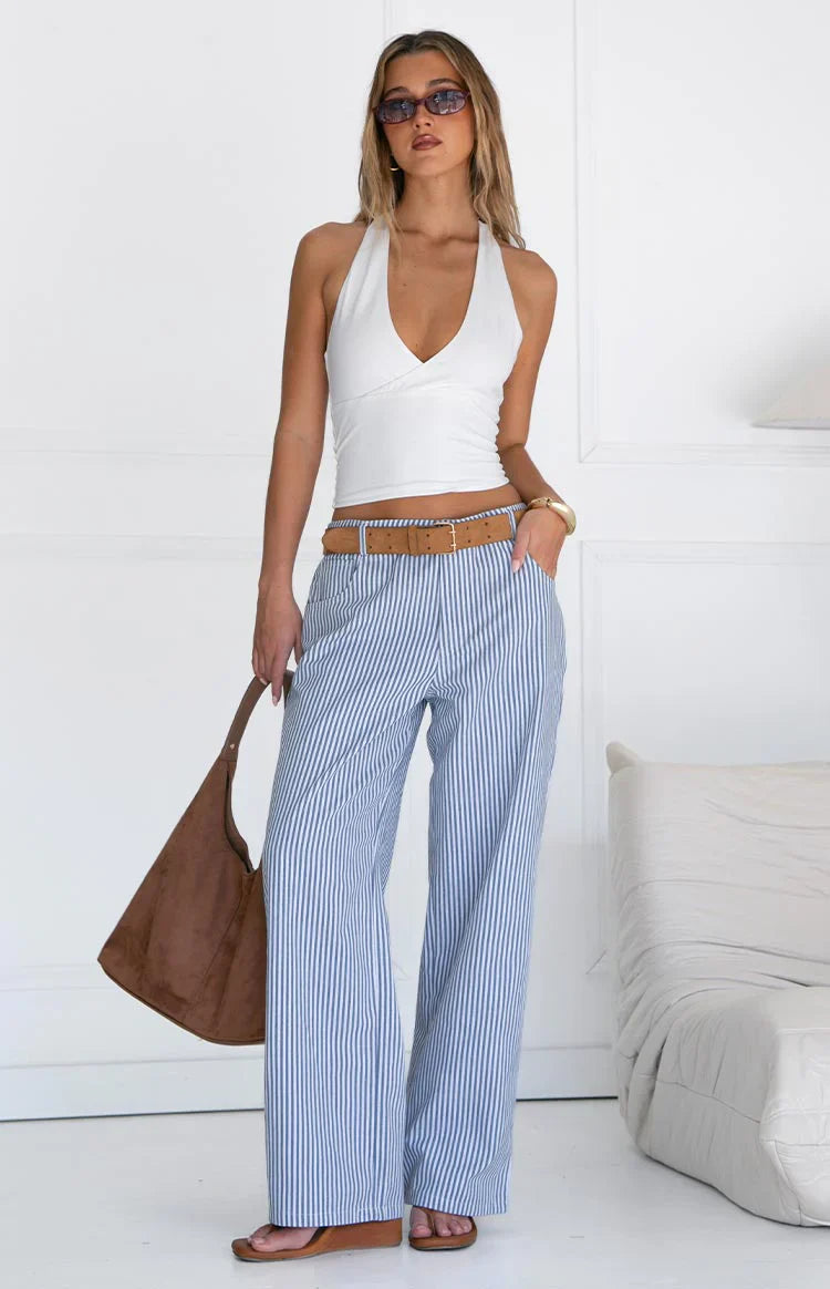 Amity Mid Rise Straight Leg Jeans | Navy Stripe
