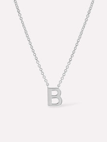 Silver Initial Necklace - Letter Necklace | Rhodium-Plated Sterling Silver