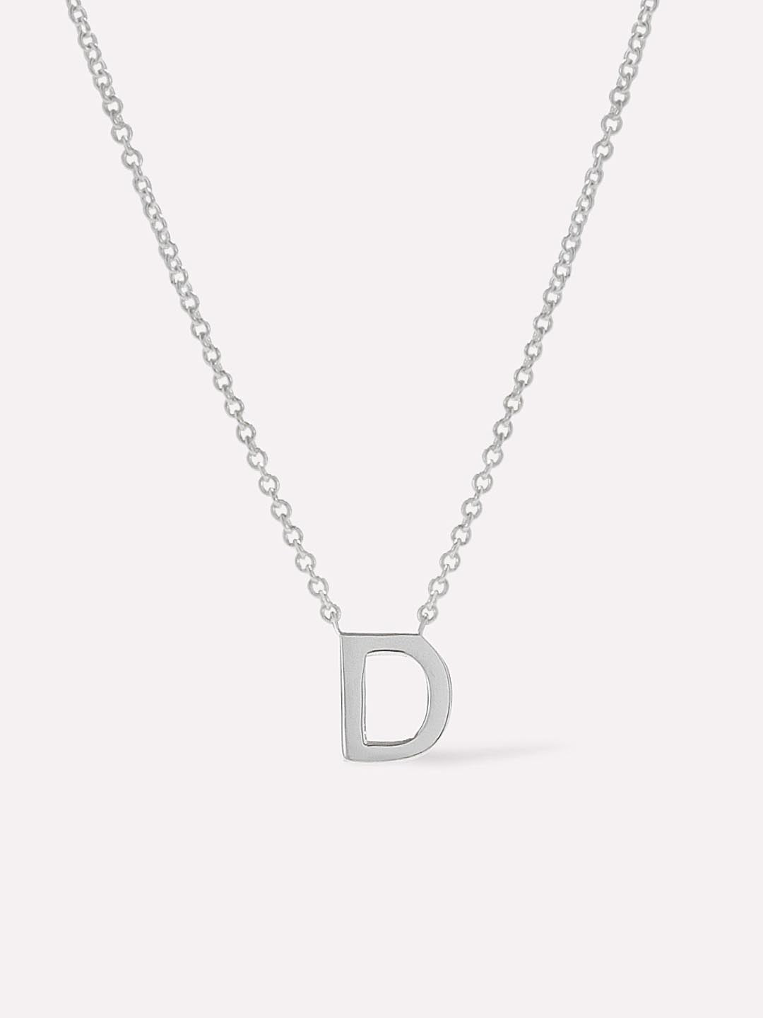 Silver Initial Necklace - Letter Necklace | Rhodium-Plated Sterling Silver