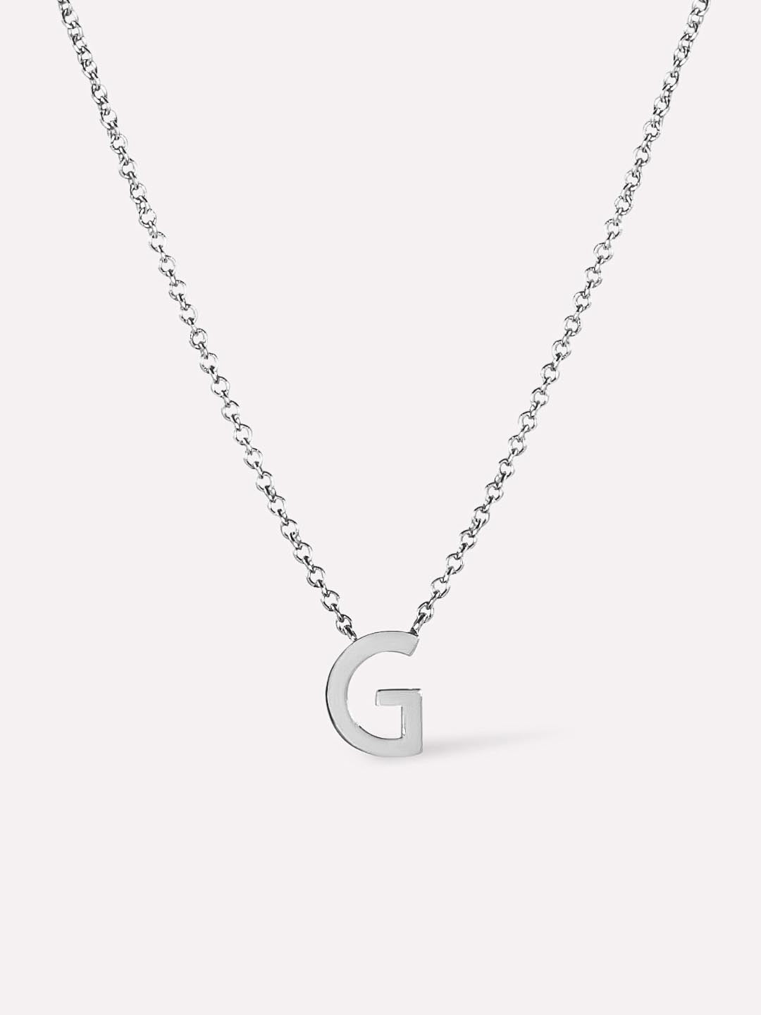 Silver Initial Necklace - Letter Necklace | Rhodium-Plated Sterling Silver