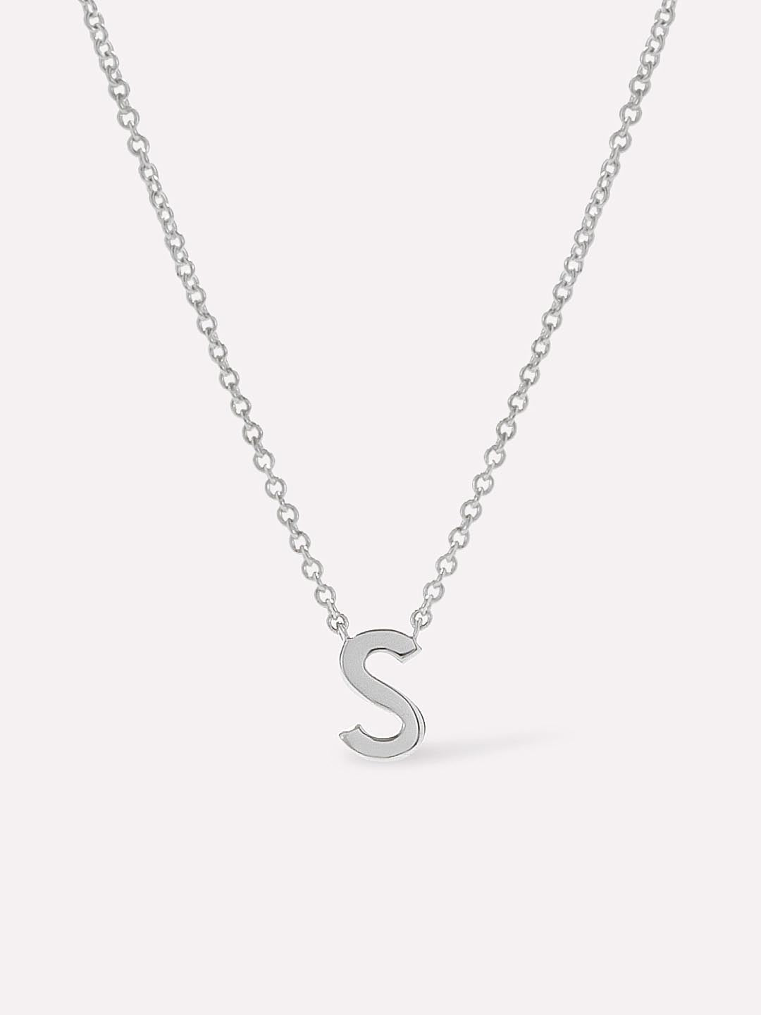 Silver Initial Necklace - Letter Necklace | Rhodium-Plated Sterling Silver