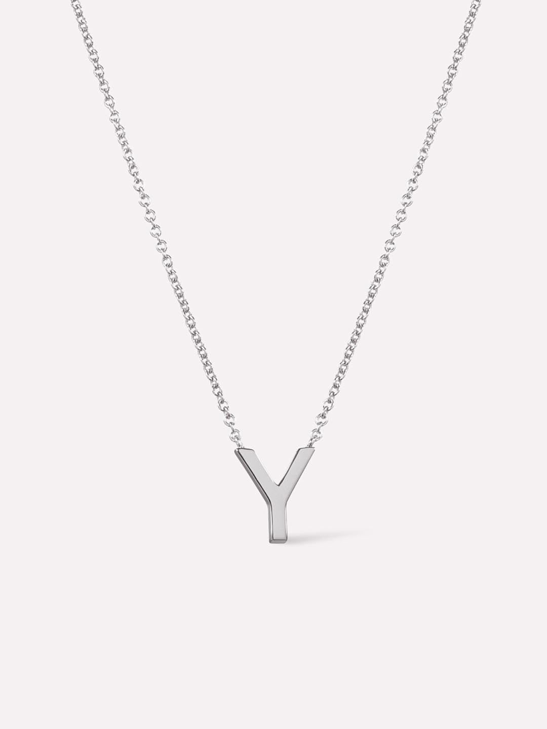 Silver Initial Necklace - Letter Necklace | Rhodium-Plated Sterling Silver