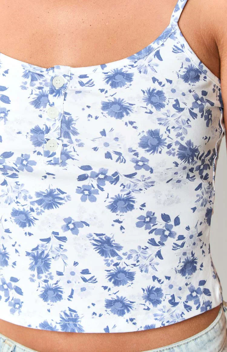 Andie Floral Singlet | Blue