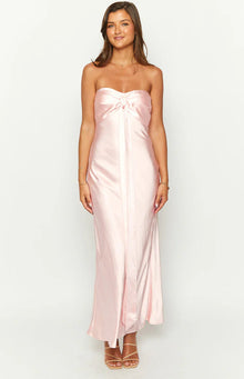 Ariella Satin Strapless Maxi Dress | Pink