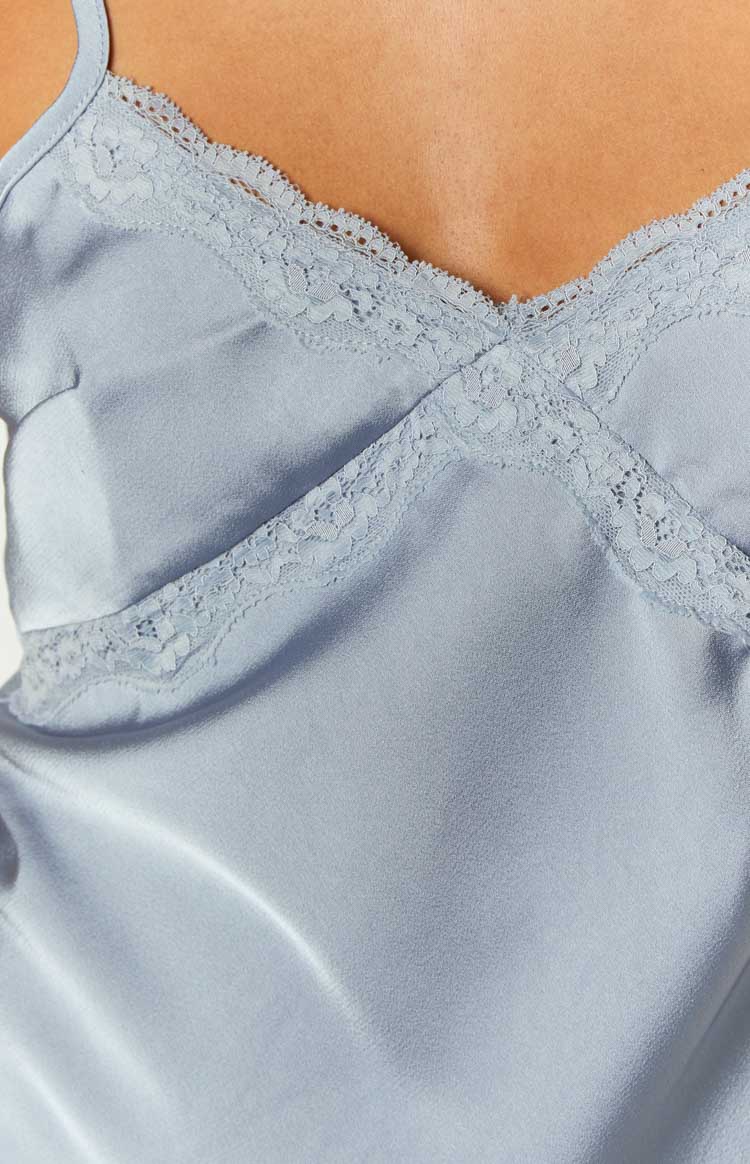 Arlo Satin Lace Mini Dress | Blue