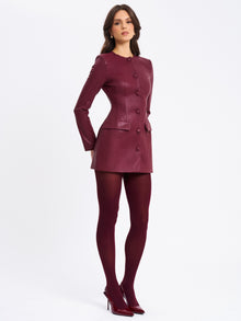 Baila Vegan Leather Blazer Mini Dress | Burgundy