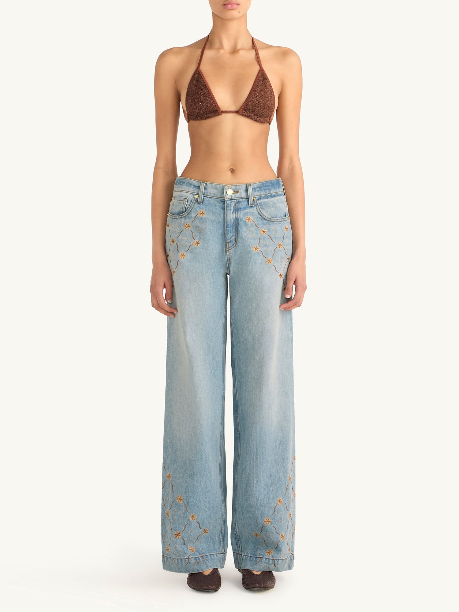 Helena Embroidered Jean | Light Blue