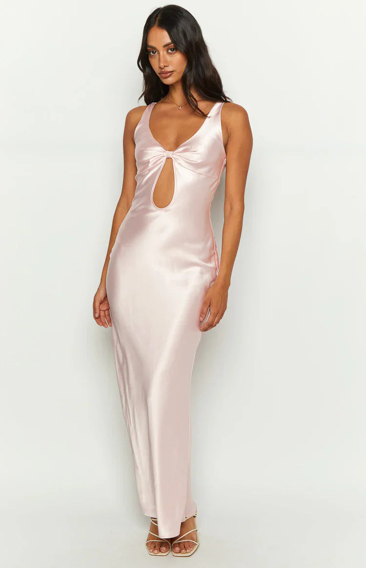 Attina Satin Maxi Dress | Pink