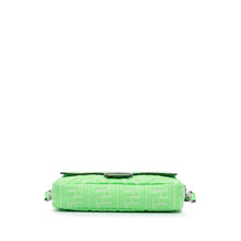 Fendi | Pre-Owned Zucca Embossed Stitched Leather Baguette Satchel - I | Green/Light Green