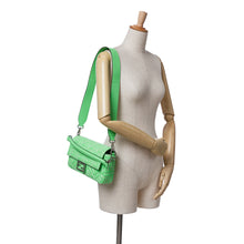 Fendi | Pre-Owned Zucca Embossed Stitched Leather Baguette Satchel - I | Green/Light Green