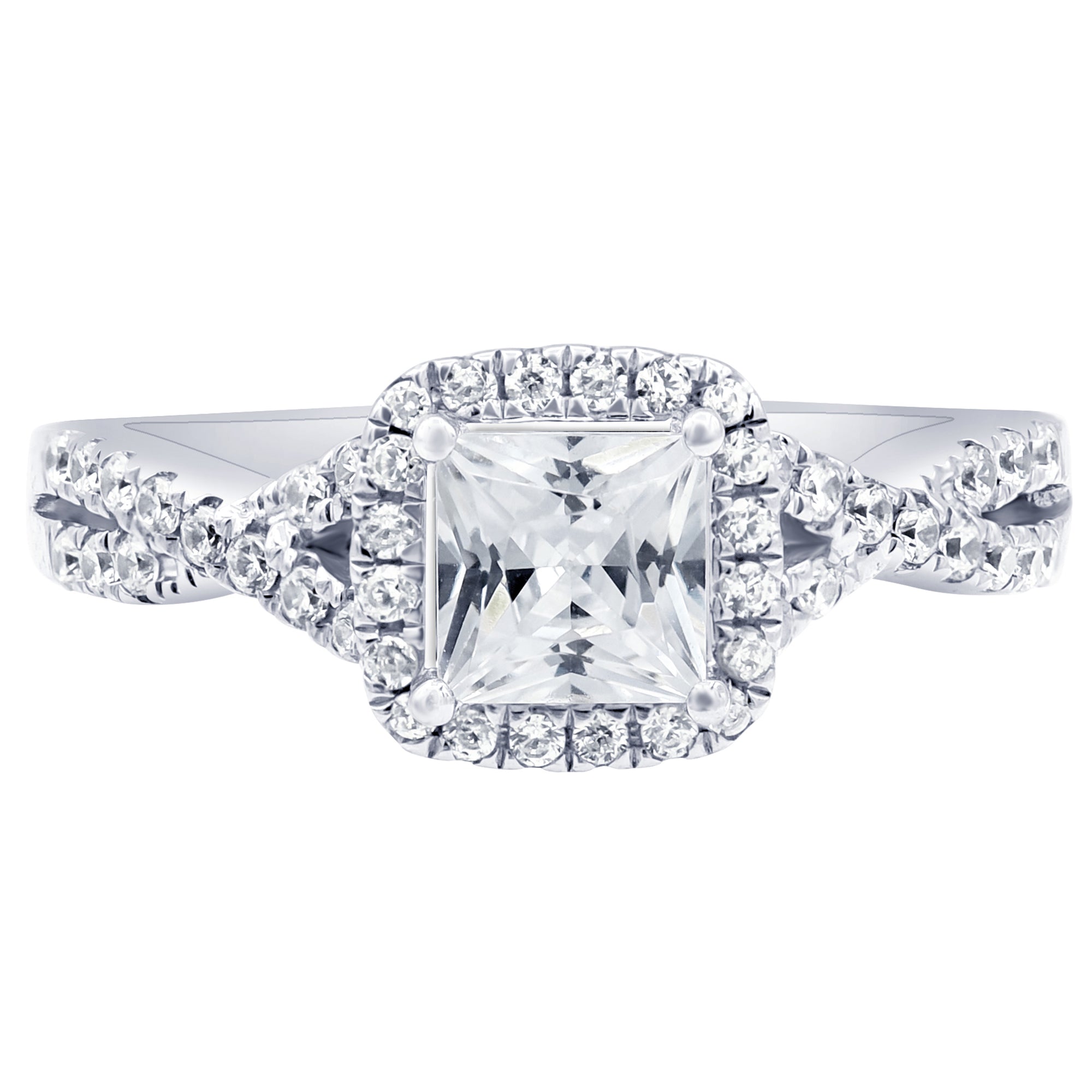 1.37 CT Princess/Round Natural Diamond | Eternity Ring | 18K White Gold | I Color | I1 Clarity