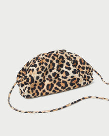 Bailey Leopard Jersey Dome Clutch in leopard print jersey fabric.