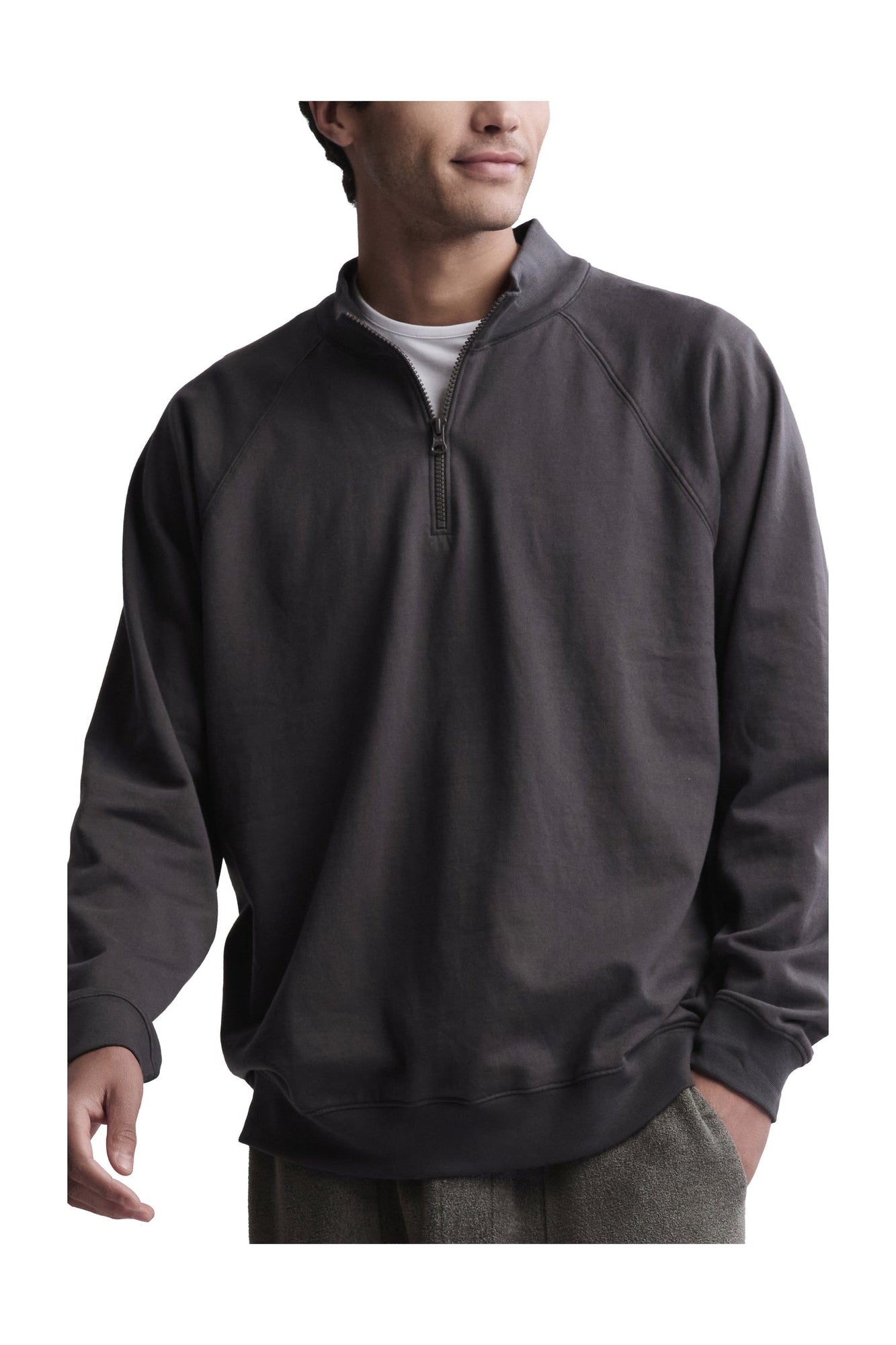 Mens | Malibu Collection Pima Cotton Fleece Half Zip Pullover | Carbon