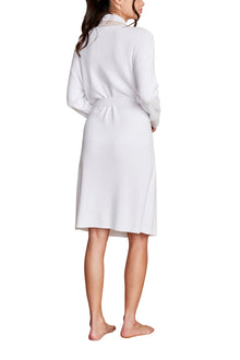 Womens | CozyChic Ultra Lite Tipped Ribbed Short Robe | Sea Salt/Shell
