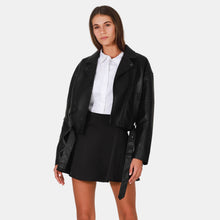 OW Collection Bern Faux Leather Jacket | Black Caviar