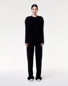 Another Tomorrow Luxe Seamed Long Sleeve in Black – Cotton