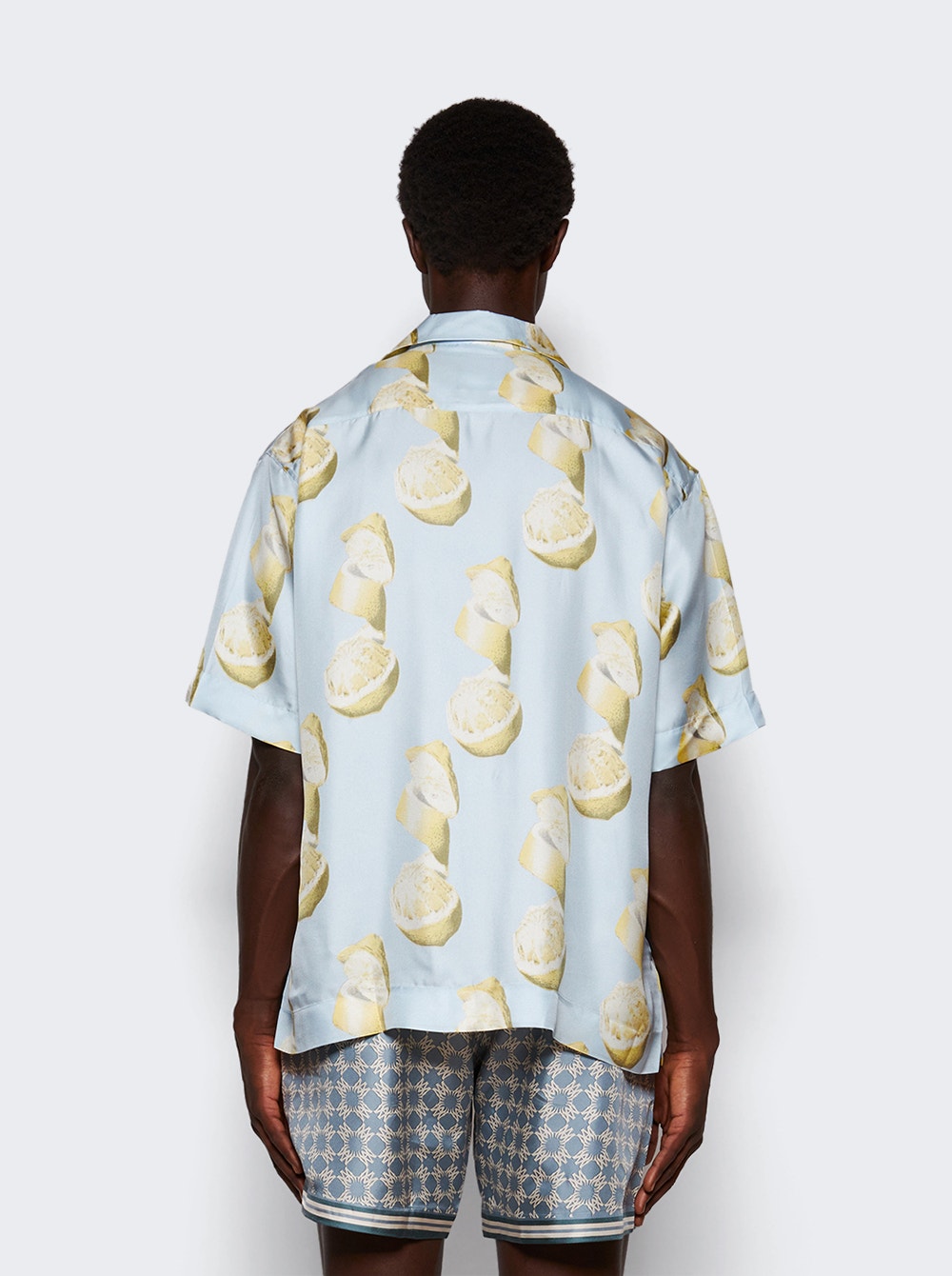 Men | Givenchy | Lemon Print Bowling Shirt | Blue & Yellow