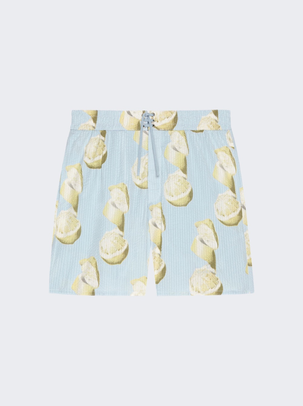 Men | Givenchy | Cotton Seersucker Swim Shorts Lemon Print | Blue