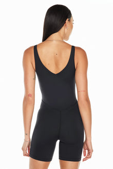 Bandier | V-Neck Tempo Short Catsuit | Black