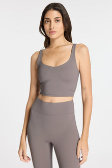 Bandier | V-Neck Tempo Crop Bra | Iron