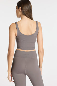 Bandier | V-Neck Tempo Crop Bra | Iron
