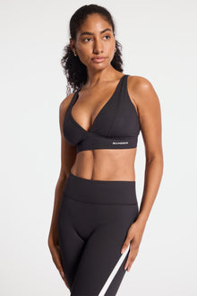 Bandier | V Neck Plunge Bra | Black