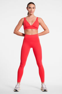 Bandier | Center Stage Contrast Legging | Lollipop/Tango Red