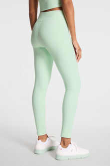 Bandier | Center Stage Rib Legging | Dusty Aqua