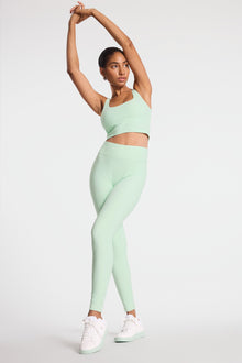 Bandier | Center Stage Rib Legging | Dusty Aqua
