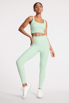 Bandier | Center Stage Rib Legging | Dusty Aqua