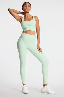 Bandier | Center Stage Rib Legging | Dusty Aqua