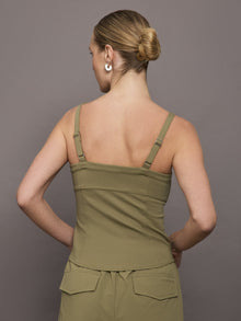 Bandier | Lenox Knit Corset Tank | Aloe