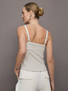 Bandier | Lenox Knit Corset Tank | Pumice Stone