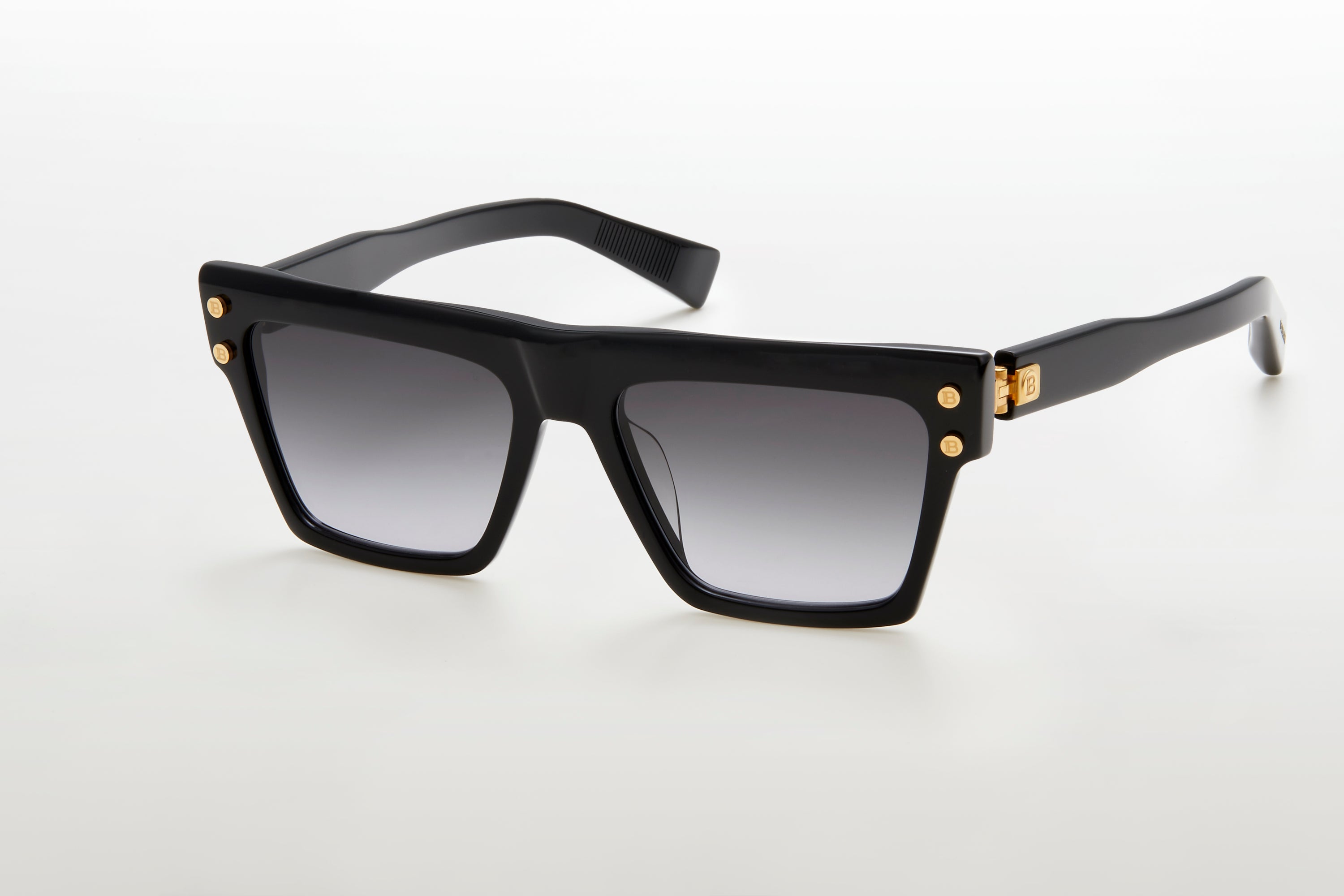 Unisex | B - V Sunglass | Black - Gold | Dark Grey Gradient