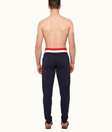 Beagi Classic Fit Stripe Waistband Cotton Sweatpants | Navy
