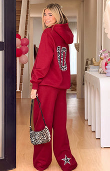 Beginning Leopard Star Hoodie | Burgundy