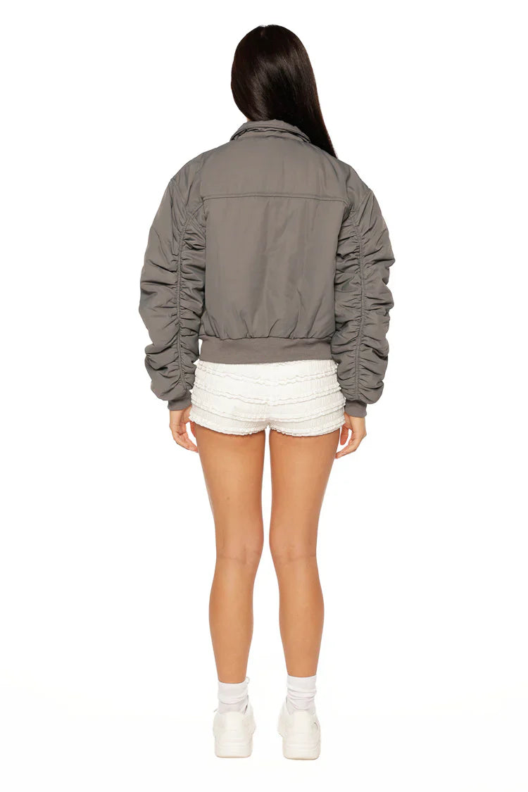 Benson Puff Bomber Jacket | Grey