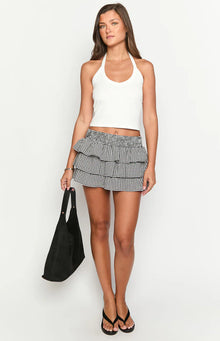 Betsy Ruffle Mini Skirt | Black Gingham